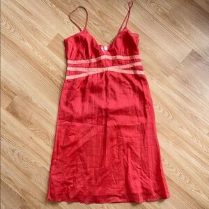 Maeve Coral Orange Sleeveless Dress Size 10 Summer Cotton Anthropologie y2k